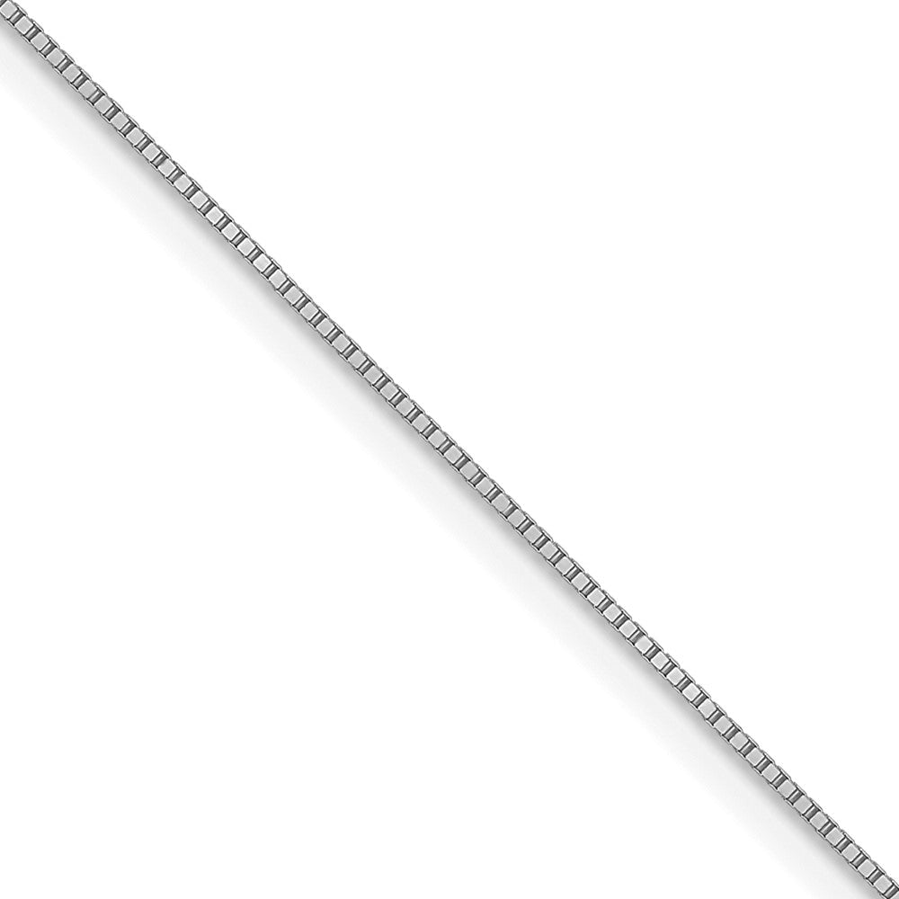 18 Inch 10K White Gold .5mm Baby Box With Lobster Clasp Chain Necklace