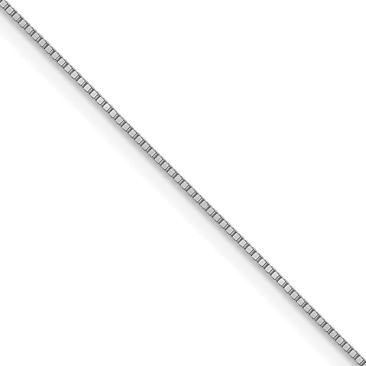 18 Inch 10K White Gold .5mm Baby Box With Lobster Clasp Chain Necklace