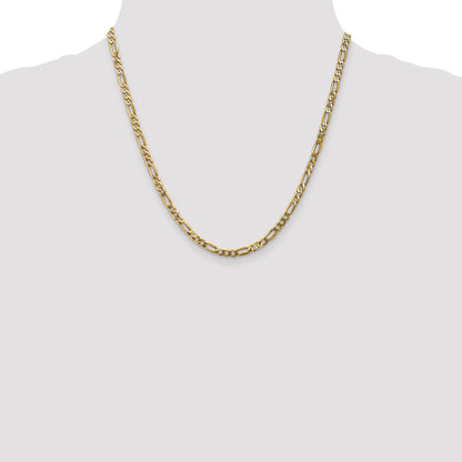 2 Inch 10K Yellow Gold 4mm Flat Figaro Chain Necklace