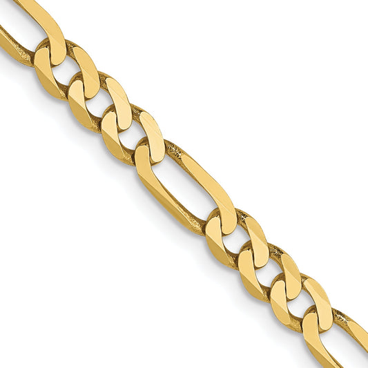 2 Inch 10K Yellow Gold 4mm Flat Figaro Chain Necklace