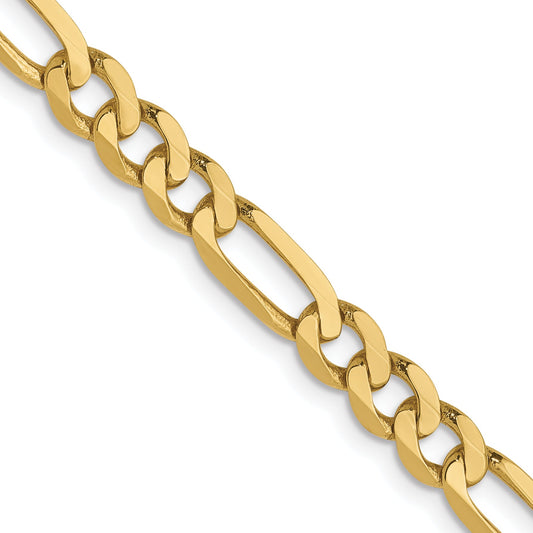 18 Inch 10K Yellow Gold 4.75mm Flat Figaro Chain Necklace