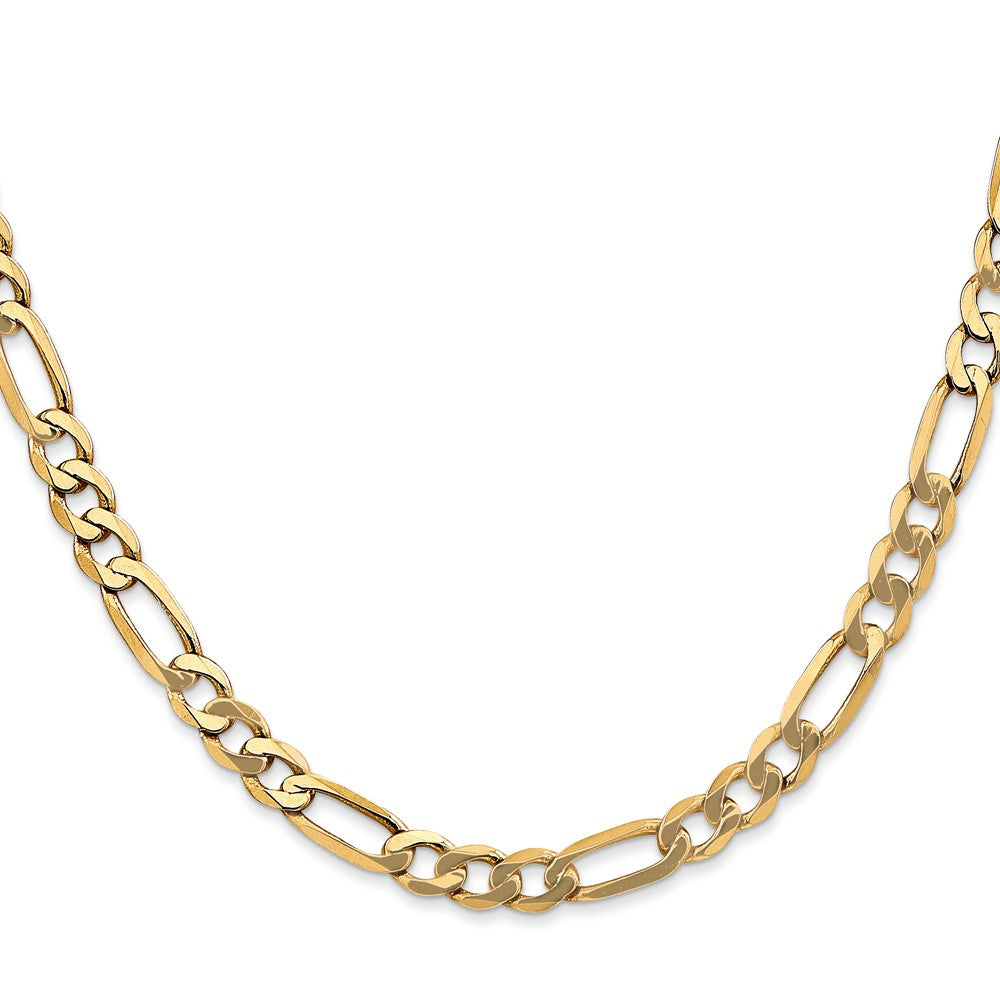 2 Inch 10K Yellow Gold 5.25mm Flat Figaro Chain Necklace
