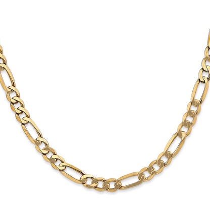 2 Inch 10K Yellow Gold 5.25mm Flat Figaro Chain Necklace