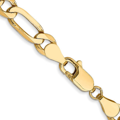 2 Inch 10K Yellow Gold 5.25mm Flat Figaro Chain Necklace