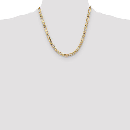 2 Inch 10K Yellow Gold 5.25mm Flat Figaro Chain Necklace