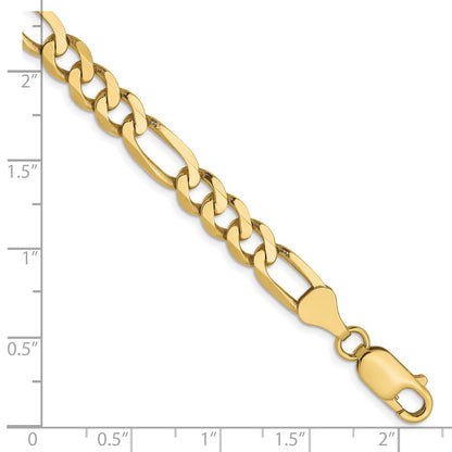 7 Inch 10K Yellow Gold 6.25mm Flat Figaro Chain Bracelet