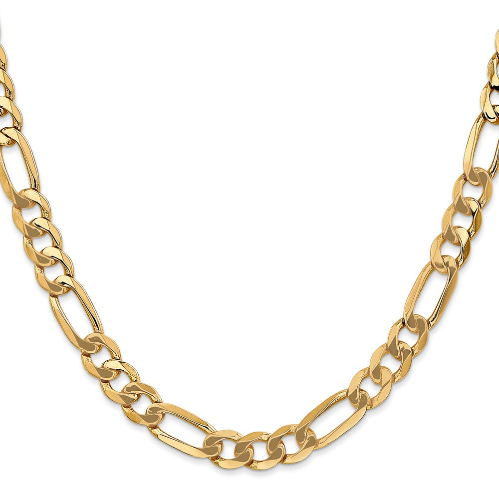 2 Inch 10K Yellow Gold 7mm Flat Figaro Chain Necklace