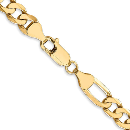 2 Inch 10K Yellow Gold 7mm Flat Figaro Chain Necklace
