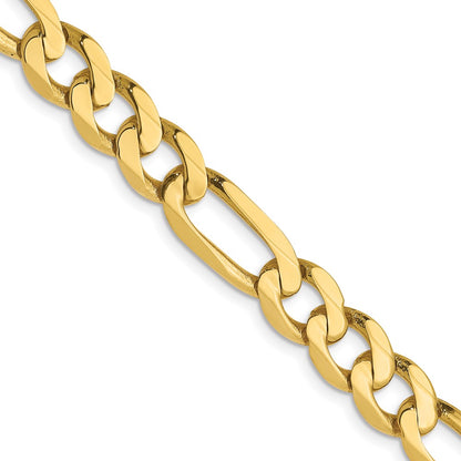 2 Inch 10K Yellow Gold 7mm Flat Figaro Chain Necklace
