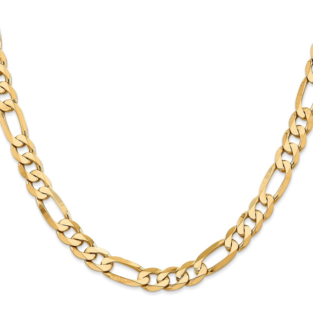 2 Inch 10K Yellow Gold 7.5mm Flat Figaro Chain Necklace