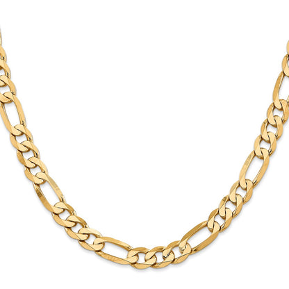 2 Inch 10K Yellow Gold 7.5mm Flat Figaro Chain Necklace