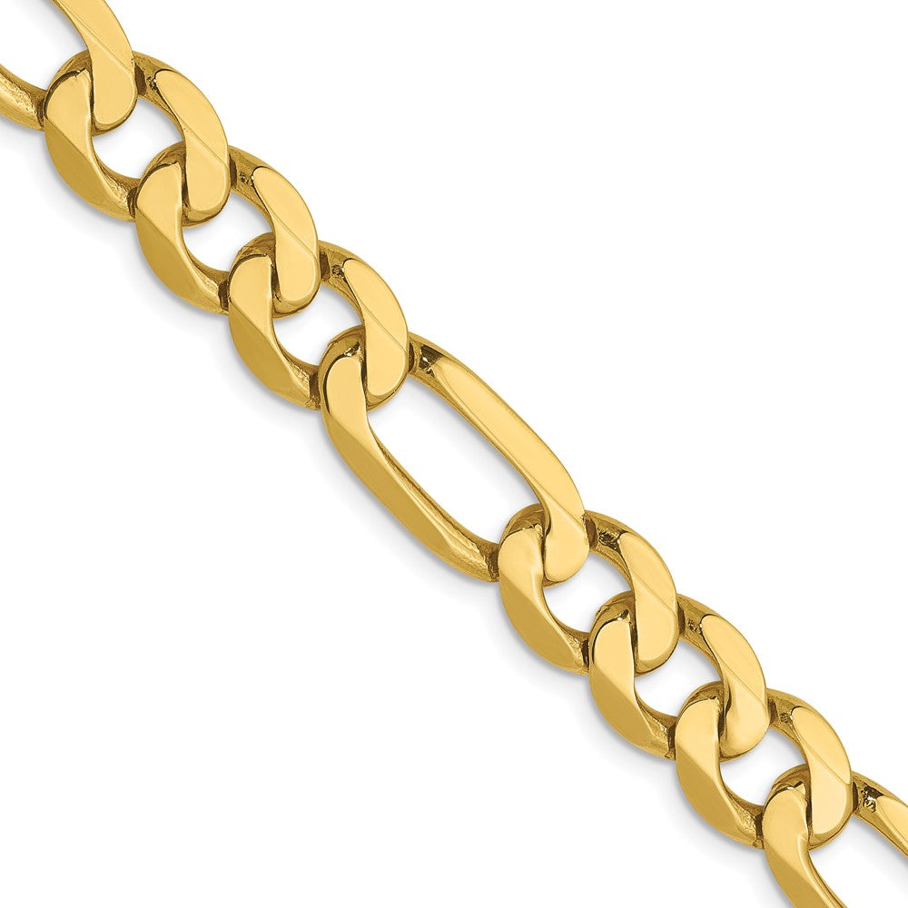 2 Inch 10K Yellow Gold 7.5mm Flat Figaro Chain Necklace