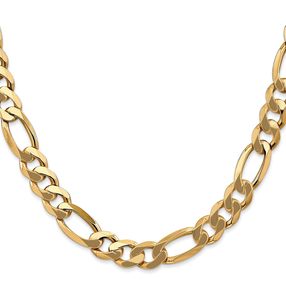 22 Inch 10K Yellow Gold 8.75mm Flat Figaro Chain Necklace