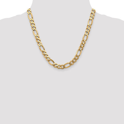 2 Inch 10K Yellow Gold 8.75mm Flat Figaro Chain Necklace
