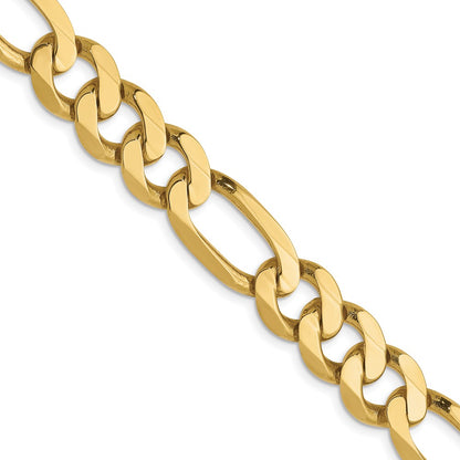 2 Inch 10K Yellow Gold 8.75mm Flat Figaro Chain Necklace