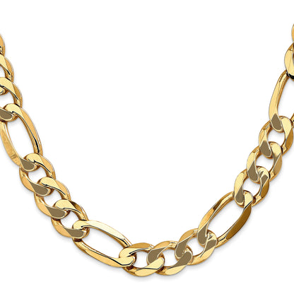 22 Inch 10K Yellow Gold 10mm Flat Figaro Chain Necklace