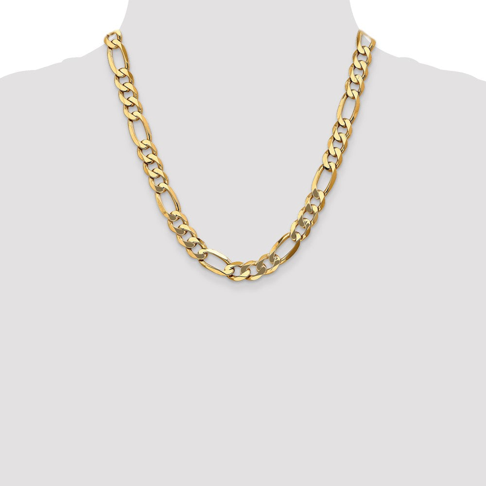 2 Inch 10K Yellow Gold 10mm Flat Figaro Chain Necklace