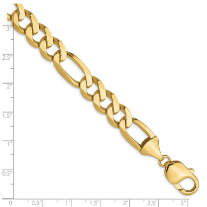 8 Inch 10K Yellow Gold 10mm Flat Figaro Chain Bracelet