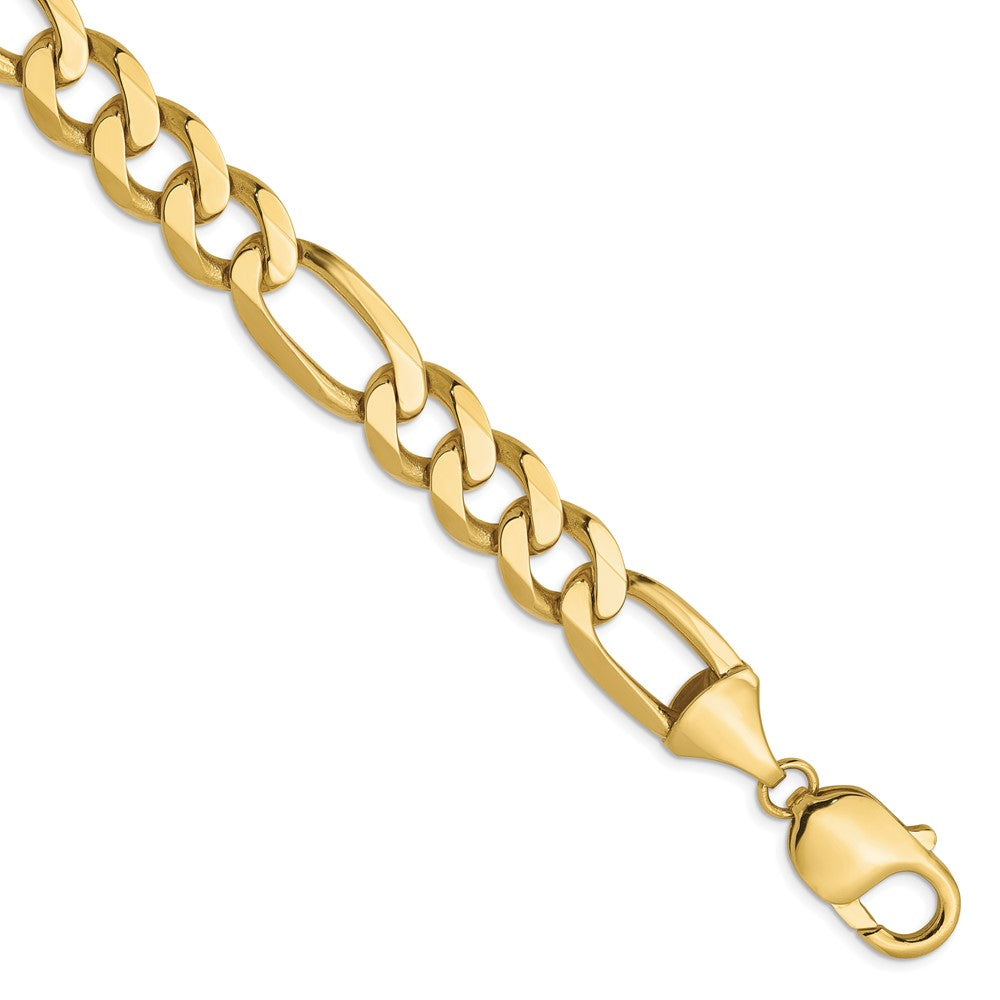 9 Inch 10K Yellow Gold 10mm Flat Figaro Chain Bracelet