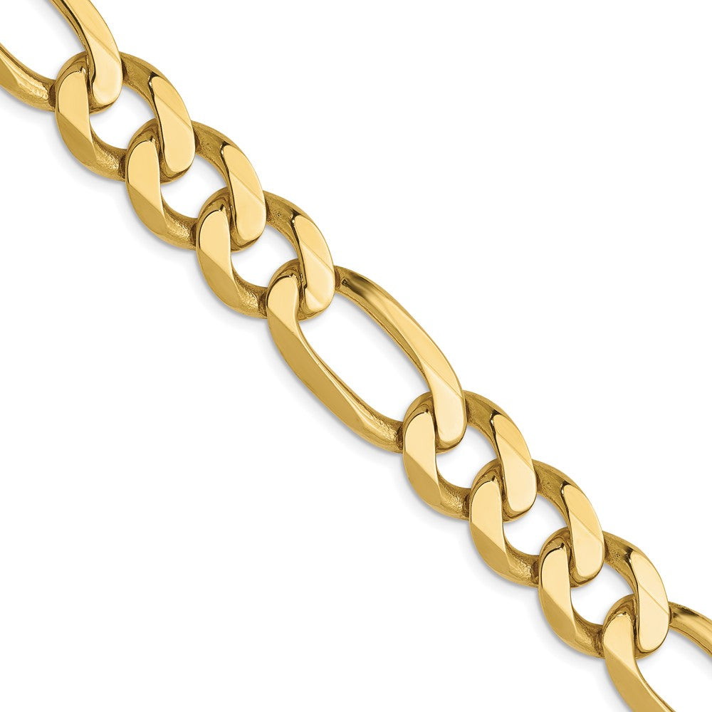 2 Inch 10K Yellow Gold 10mm Flat Figaro Chain Necklace