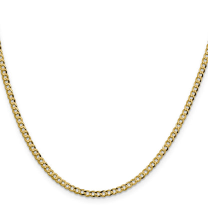 18 Inch 10K Yellow Gold 3.1mm Lightweight Flat Cuban Chain Necklace