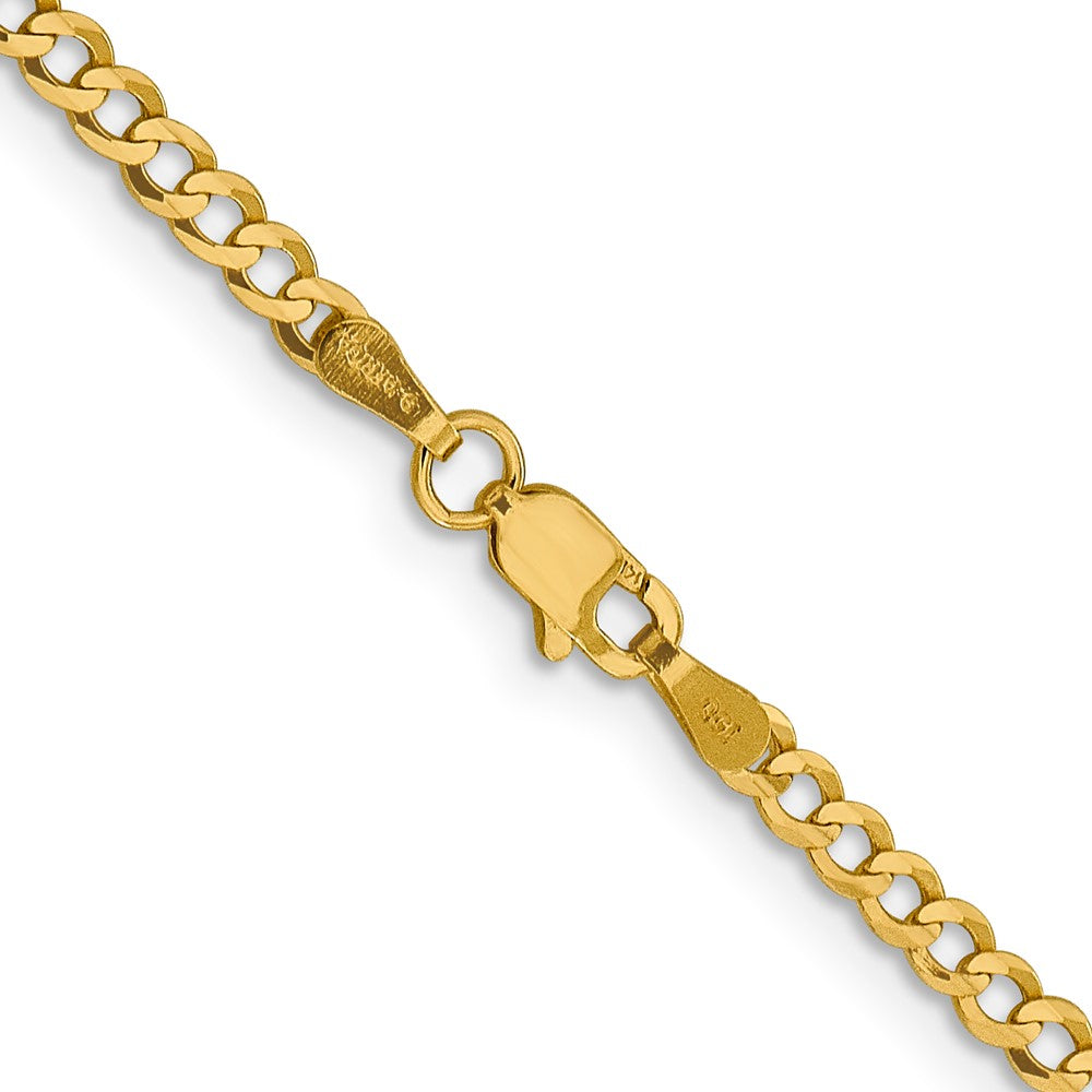 24 Inch 10K Yellow Gold 3.1mm Lightweight Flat Cuban Chain Necklace