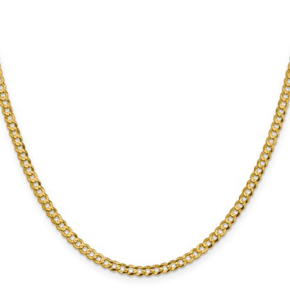 24 Inch 10K Yellow Gold 3.7mm Lightweight Flat Cuban Chain Necklace