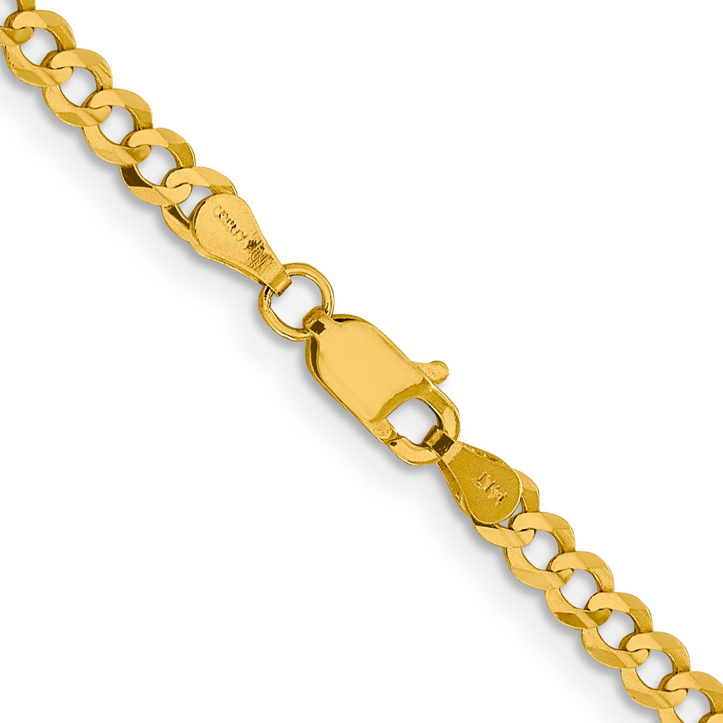 16 Inch 10K Yellow Gold 3.7mm Lightweight Flat Cuban Chain Necklace