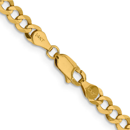 18 Inch 10K Yellow Gold 4.7mm Lightweight Flat Cuban Chain Necklace
