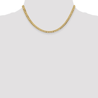 16 Inch 10K Yellow Gold 4.7mm Lightweight Flat Cuban Chain Necklace
