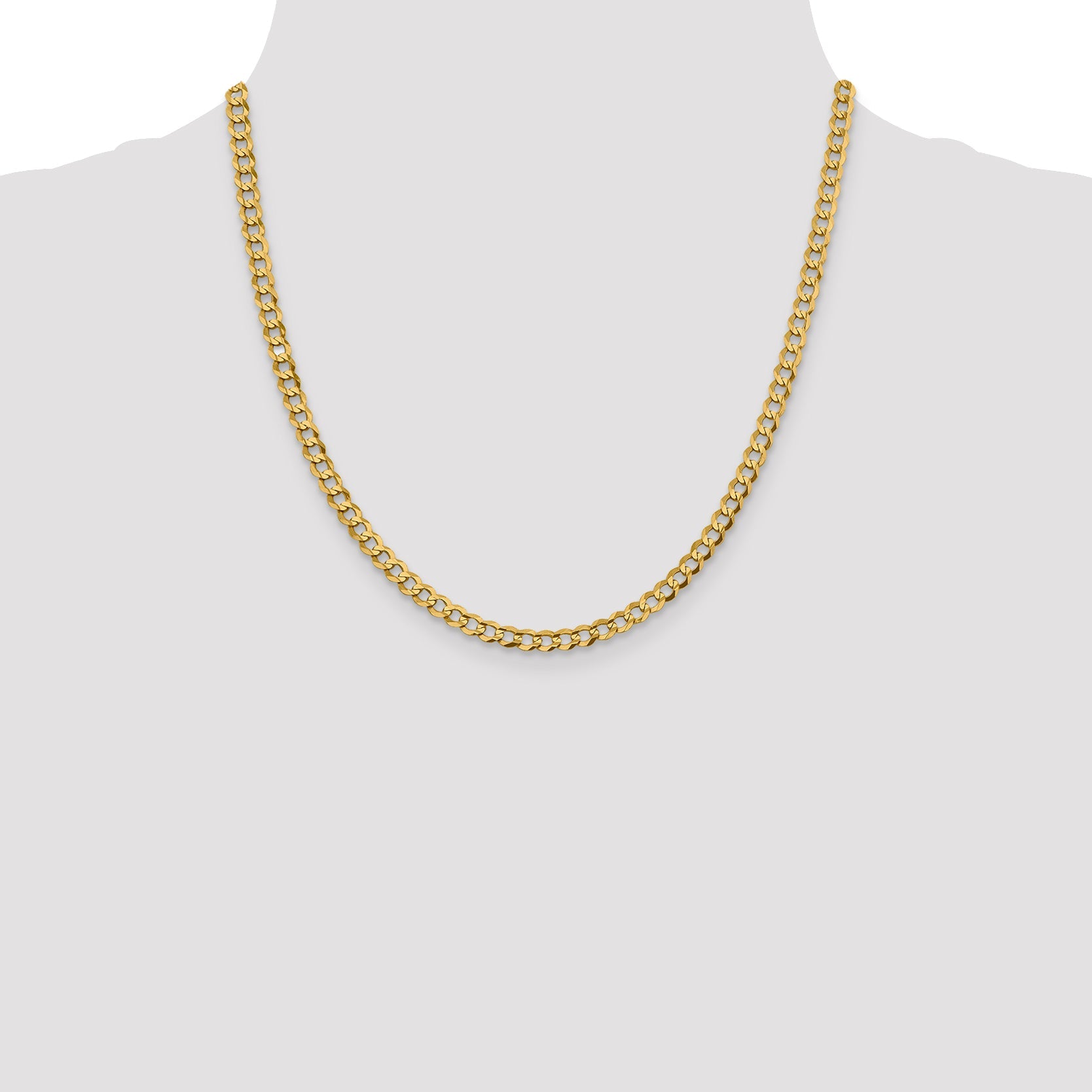 2 Inch 10K Yellow Gold 4.7mm Lightweight Flat Cuban Chain Necklace