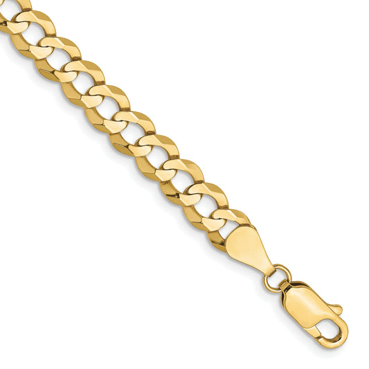 8 Inch 10K Yellow Gold 5.9mm Lightweight Flat Cuban Chain Bracelet