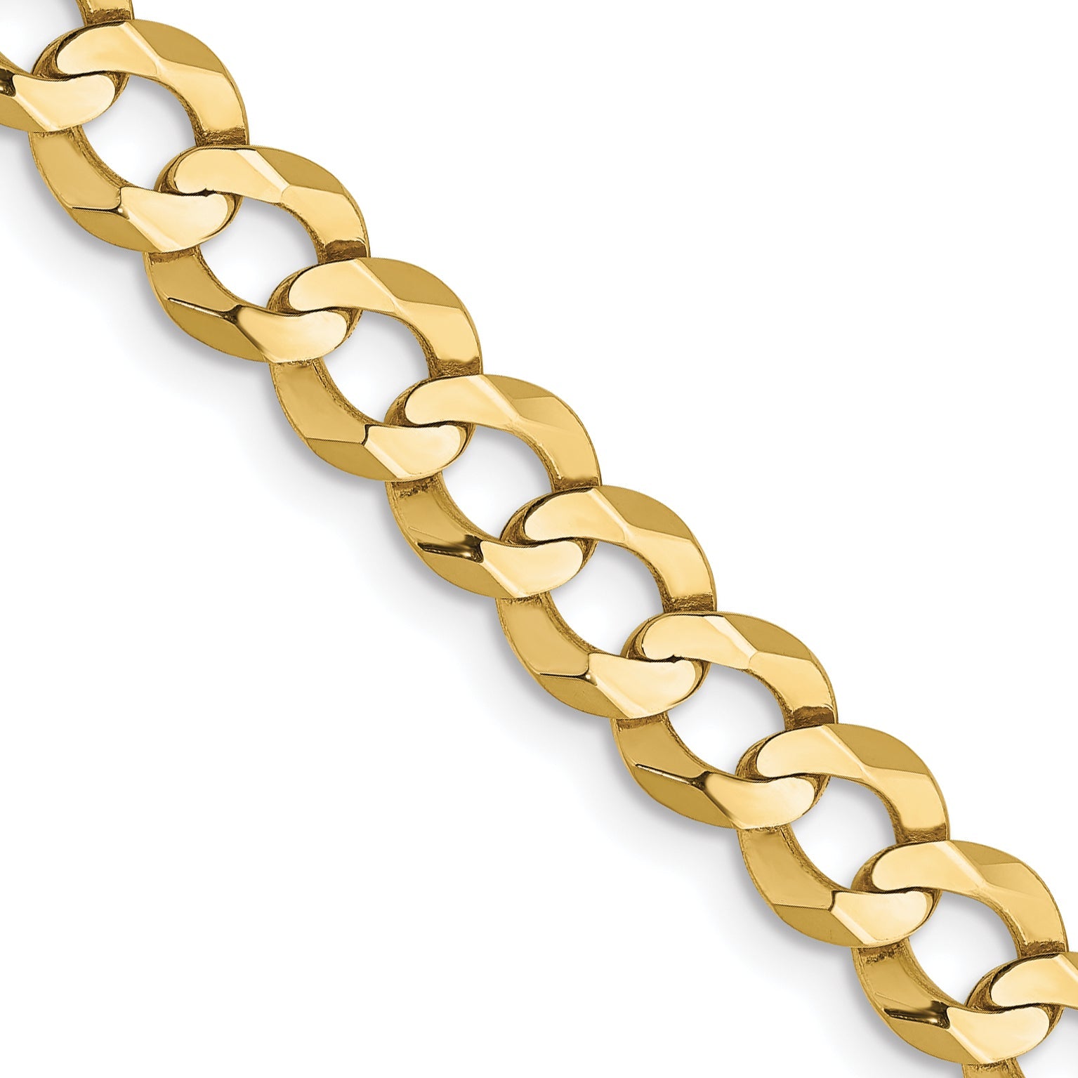 2 Inch 10K Yellow Gold 5.9mm Lightweight Flat Cuban Chain Necklace
