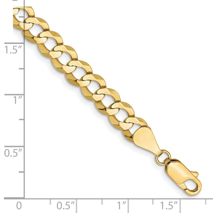 7 Inch 10K Yellow Gold 7.2mm Lightweight Flat Cuban Chain Bracelet