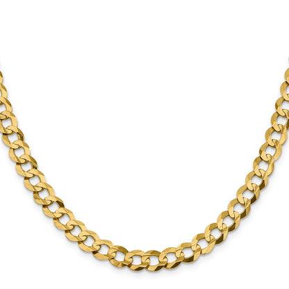 26 Inch 10K Yellow Gold 8.3mm Lightweight Flat Cuban Chain Necklace