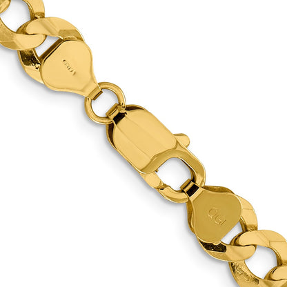 22 Inch 10K Yellow Gold 8.3mm Lightweight Flat Cuban Chain Necklace