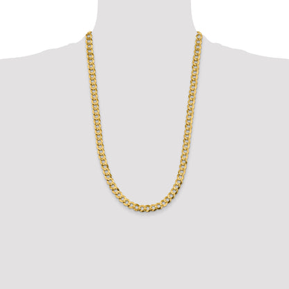 26 Inch 10K Yellow Gold 8.3mm Lightweight Flat Cuban Chain Necklace
