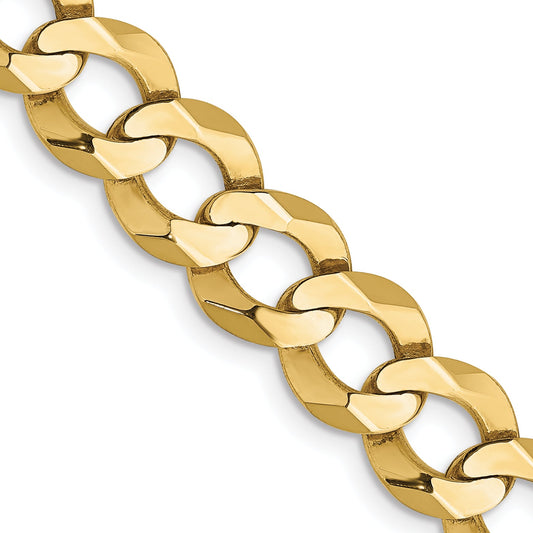 26 Inch 10K Yellow Gold 8.3mm Lightweight Flat Cuban Chain Necklace