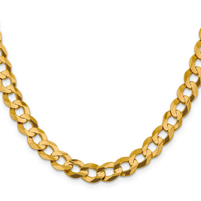 22 Inch 10K Yellow Gold 9.4mm Lightweight Flat Cuban Chain Necklace