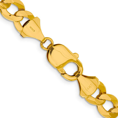 22 Inch 10K Yellow Gold 9.4mm Lightweight Flat Cuban Chain Necklace