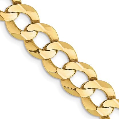 24 Inch 10K Yellow Gold 9.4mm Lightweight Flat Cuban Chain Necklace