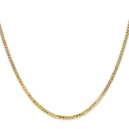 24 Inch 10K Yellow Gold 2.2mm Flat Beveled Curb Chain Necklace
