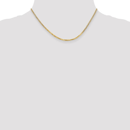 10K Yellow Gold 2.2mm Flat Beveled Curb Chain