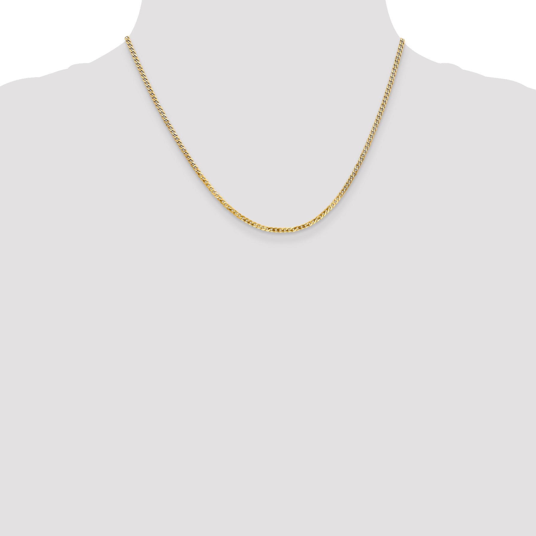 10K Yellow Gold 2.2mm Flat Beveled Curb Chain