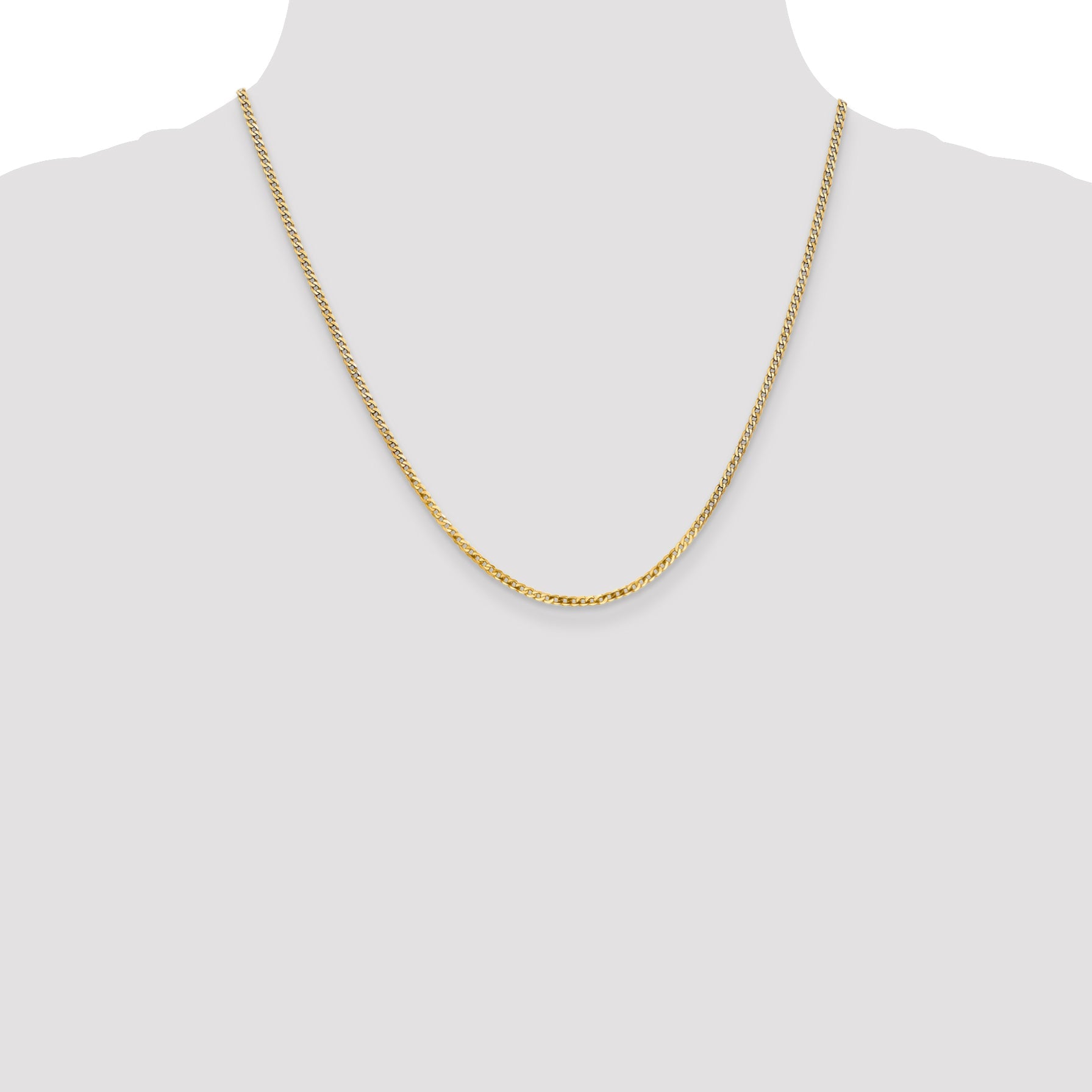 10K Yellow Gold 2.2mm Flat Beveled Curb Chain