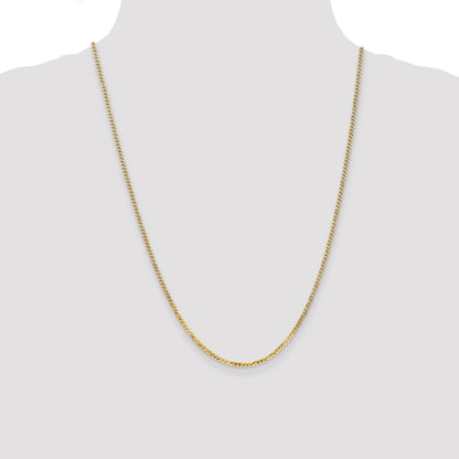 24 Inch 10K Yellow Gold 2.2mm Flat Beveled Curb Chain Necklace