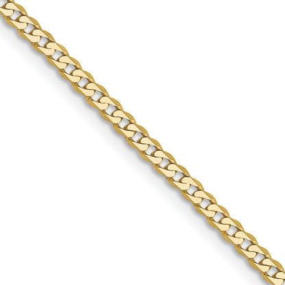 10K Yellow Gold 2.2mm Flat Beveled Curb Chain