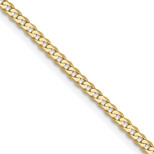 10K Yellow Gold 2.2mm Flat Beveled Curb Chain