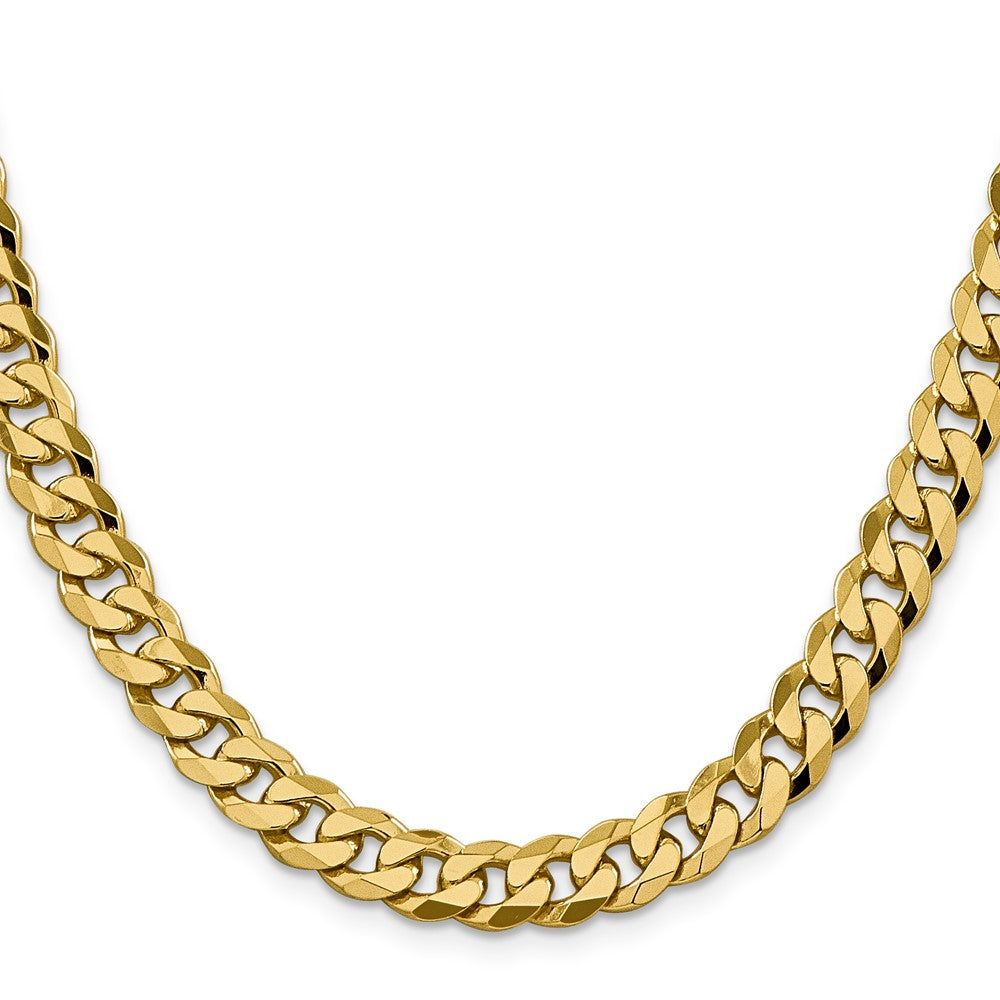 22 Inch 10K Yellow Gold 8.25mm Flat Beveled Curb Chain Necklace