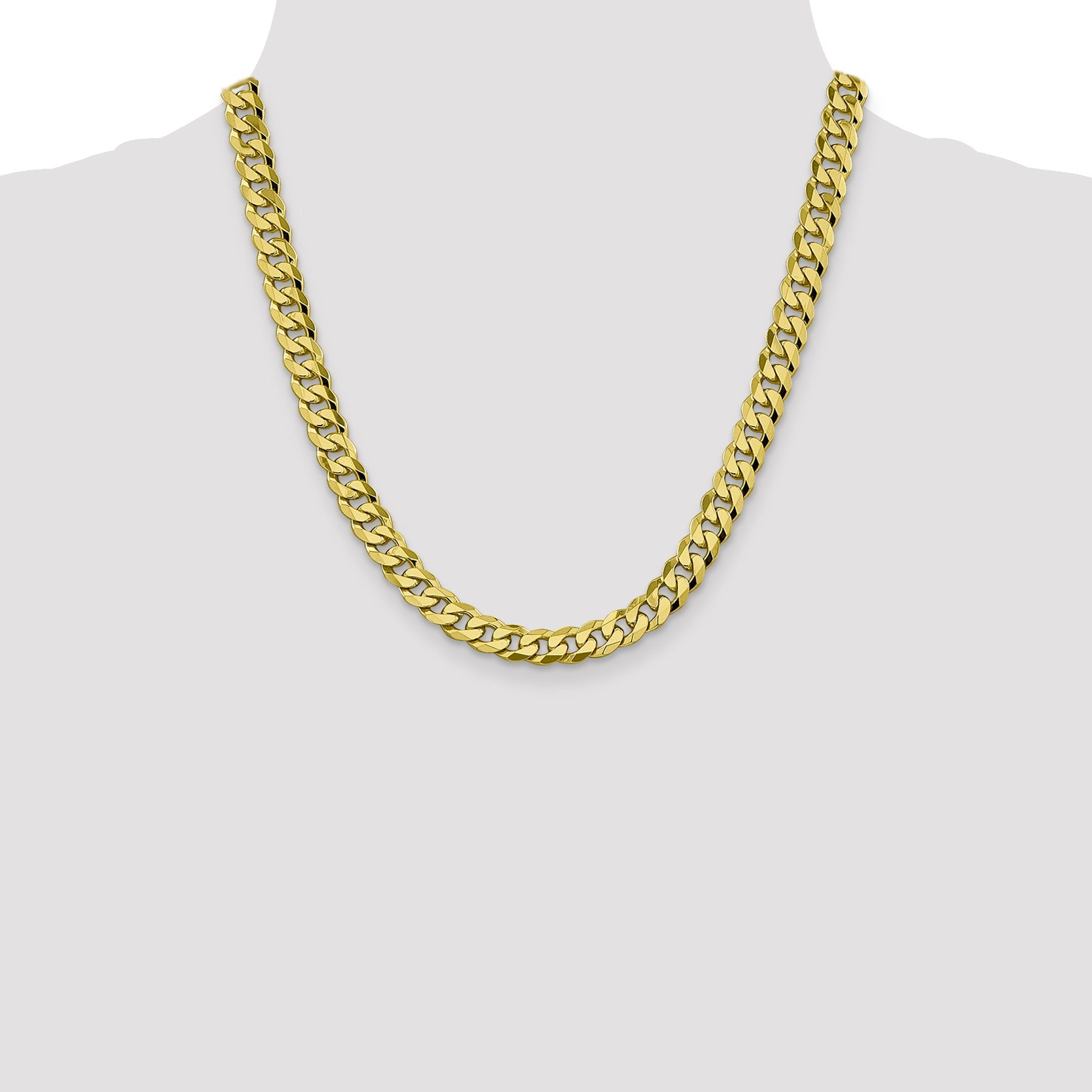10K Yellow Gold 8.25mm Flat Beveled Curb Chain